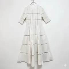 美品 セルフォード ホールガーメント ニットワンピース 白 36 S