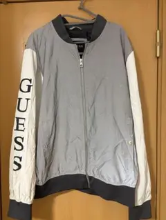 GUESS ジップアップジャケット グレー/ホワイト XXL