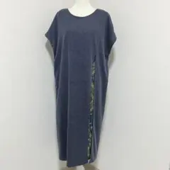 【チチカカ】大きいサイズ15号 エスニック柄切替リブフレンチスリーブワンピース