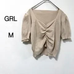 【GRL】フロントギャザーショート丈ニットトップス ac1784 ベージュ M