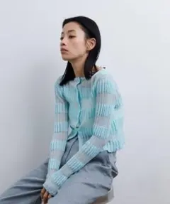【CASA FLINE】2wayシースルーボーダーカーディガン