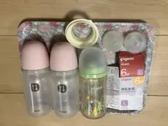 Combi 、Pigeon240ml 3本セットと未使用L乳首、缶アタッチメント