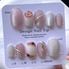 マグネットネイル☆ミラーネイル☆ピンクマグ☆ホワイトマグ☆春☆ショートオーバル