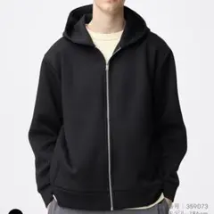 GU パフスウェットフルジップパーカ　黒 ブラック LL