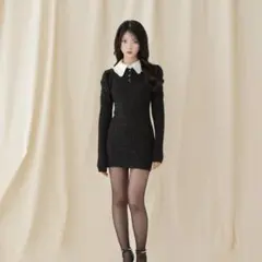 m me eme エムミーエメ ツイードミニワンピース ブラック エムミーエメツイードミニワンピース