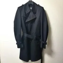 【美品】トゥモローランド 光沢 ブラック ダブル トレンチコート 48