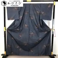 MK-1381 本場大島紬 藍泥染 四角の中宮殿 七宝繋ぎ しつけ糸 MK-1381 本場大島紬 藍泥染 四角の中宮殿 七宝繋ぎ しつけ糸 MK