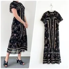 sh2340 VIVIENNE TAM 花柄 ワンピース サイズ38 VIVIENNE TAM 花柄ネイビードレス size40 - メルカリ