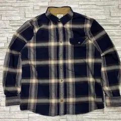 h*n様 USA古着 フランネルシャツ ネイビーベージュ チェック 首裏コーデュ
