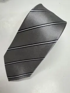 PERSON'S FOR MEN グレー ストライプ ネクタイ　シルク 100%
