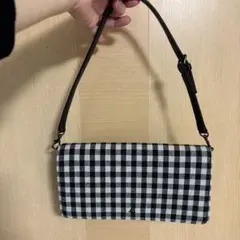agnes.b黒白チェック柄ハンドバッグ