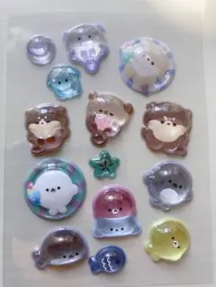 水族館現在　かわうそ　あざらし　ボンボンドロップシールおすそ分け