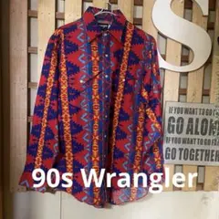 90s Wrangler ネイティブ柄 ウエスタン シャツ 17-35のサムネイル