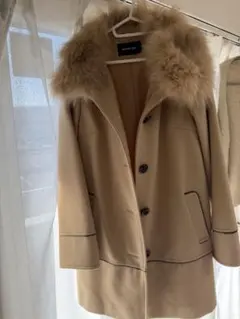 ウールコート ベージュ リアルファー付き