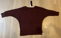 新品未使用：oeillet バーガンディ 五分〜七分袖ニット