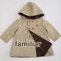 familiar ファミリア チェック　フード　アウター　トレンチコート
