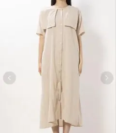 Samantha Mos2 生成りリネン混セーラーカラーシャツワンピース 半袖