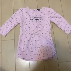 KIABI 80サイズ　18Mピンクトレーナー裏起毛さくらんぼ柄