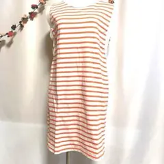 PETIT BATEAU プチバトー ボーダーワンピース XS 白 オレンジ