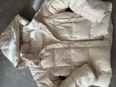 GLOBAL WORK フード付きダウンジャケット 白クリーム色