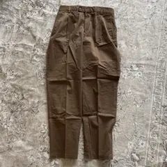 ZARA ブラウン プリーツ入りチノパン　ピーチスキン