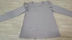 パープル フリル付き 長袖カットソー 120cm