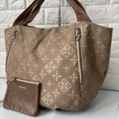 russet✨モノグラム　PVC×レザー　バルーントート 大容量　ポーチ付き