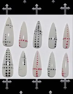 シズニルック ネイルチップ クロム y2k ドット グランジ 韓国 シンプル