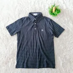 LANVIN en Bleu ポロシャツ ブラック ボーダー 半袖 M　細身のサムネイル