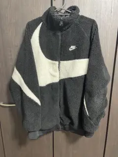 【美品】NIKE ビッグスウッシュ　ボアフリース ジャケット　L 黒×白　刺繍