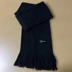 COMME CA ISM 黒 ニットマフラー フリンジ付き