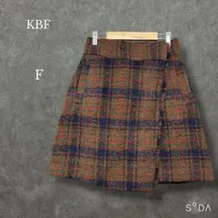 ♡KBF【F】チェック柄ミニスカート ラップスカート ウール混 裏地あり