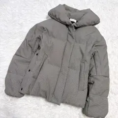 PLST ダウンジャケット　千鳥格子　ダウン＆フェザー　ボリューム襟