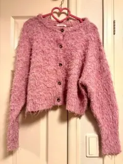 ehka sopoシャギーニットカーディガン　ピンク