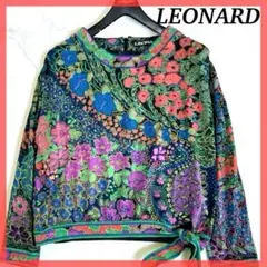 美品 XLレオナール カットソー 花柄 トップス 毛 シルク長袖 総柄のサムネイル