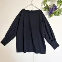 マッキントッシュロンドン とろみ素材 スキッパーブラウス L 黒 
