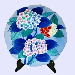 美品✨香蘭社 磁芸工房 染錦 絵付け　額皿 紫陽花 あじさい 飾り皿 30cmのサムネイル