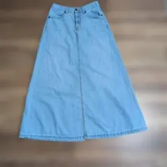 GU デニムロングスカート ライトブルー