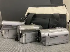 H 【全て通電確認済】 ビデオカメラ ３点 まとめ売り カメラバッグ付き セット