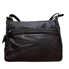 日本製 ヴィンテージ本革レザー ショルダーバッグ 中型 メンズビジネス鞄 濃茶色