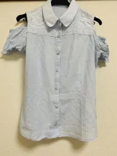 ブラウス　アンクルージュ　オフショル　水色