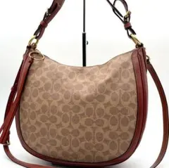美品✨コーチ サットン ホーボー 2way ショルダーバッグ シグネチャー 茶色