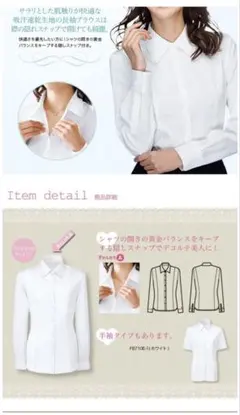 フォーク　長袖ブラウス　ホワイト　１９号