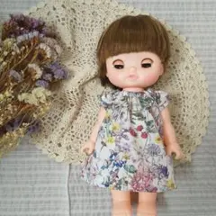 メルちゃん  ソランちゃん  リバティお洋服 フリル衿のワンピースNO.2