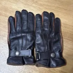 TAKEO KIKUCHIダークブラウン レザー手袋 バックル付き　23センチ