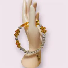 ハンドメイド 花型ビーズ ストラップ