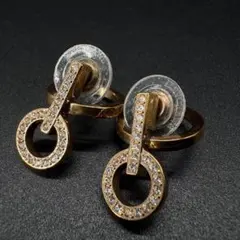 【美品】SWAROVSKI ゴールド クリスタル ピアス　41
