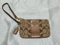 COACH コーチ シグネチャー リストレット ミニポーチ ブラウン ベージュ