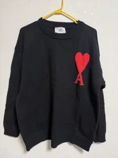 AMI PARIS ハートロゴ ニット ブラック レディースM〜L相当 美品