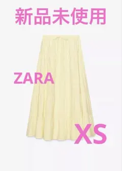 【新品未使用】ZARA ザラ　パネルロングスカート　イエロー　ロングスカートのサムネイル